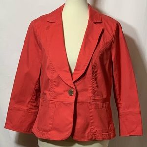Bright melon red jacket by Cabi. Size 10